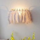 Modern style grey & white feather sconce light parlor wall decor
