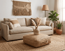 Modern Style Hand Braided Gold Jute Square Pouf