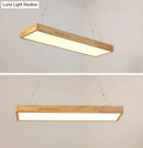 DecorBites™ Modern Style LED Wooden Island Ceiling Light Fixture - Wood Rectangle Design