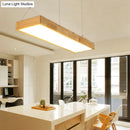 DecorBites™ Modern Style LED Wooden Island Ceiling Light Fixture - Wood Rectangle Design