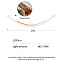 Modern tan leather and brass led tube suspension chandelier living room