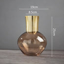 Modern teal & amber gold metal glass vase living room decor
