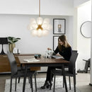 Modern teal and gold glass bubble hanging pendant light dining room