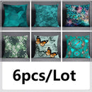 Modern teal cosmic leaves flower pillowcase set bedroom decor