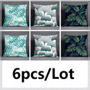 Modern teal cosmic leaves flower pillowcase set bedroom decor