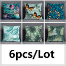 Modern teal cosmic leaves flower pillowcase set bedroom decor