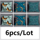 Modern teal cosmic leaves flower pillowcase set bedroom decor
