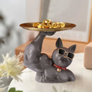 Modern teal decorbites bulldog tray living room sculpture