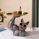 Modern teal decorbites bulldog tray living room sculpture