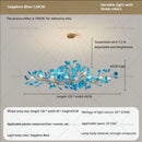 Modern teal glass gingko leaf chandelier dining room art decor