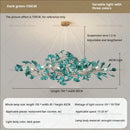 Modern teal glass gingko leaf chandelier dining room art decor