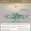 Modern teal glass gingko leaf chandelier dining room art decor