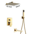 Modern textured gold rain shower faucet set bathroom wall mount