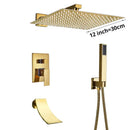 Modern textured gold rain shower set bathroom wall mounted fixtures