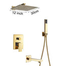 Modern textured gold rain shower set bathroom wall mounted fixtures