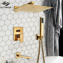 Modern textured gold rain shower set bathroom wall mounted fixtures