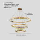 Modern three tier crystal gold ring led chandelier dining room