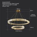 Modern three tier crystal gold ring led chandelier dining room