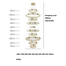 Modern three tier crystal golden led ring chandelier dining room