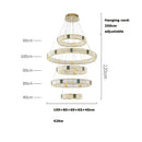 Modern three tier crystal golden led ring chandelier dining room