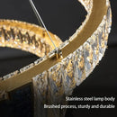 Modern three tier crystal golden led ring chandelier dining room