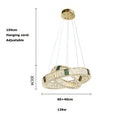 Modern three tier crystal golden led ring chandelier dining room