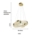Modern three tier crystal golden led ring chandelier dining room