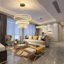 Modern three tier gold crystal led chandelier dining room light