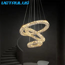 Modern three tier spiral crystal led chandelier dining room light