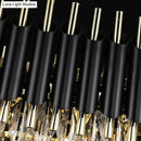 Modern tiered black & clear crystal ceiling light kitchen island