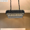 Modern tiered black & clear crystal ceiling light kitchen island