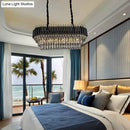 Modern tiered black & clear crystal ceiling light kitchen island
