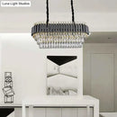 Modern tiered black & clear crystal ceiling light kitchen island