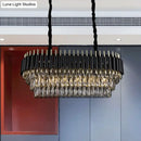 Modern tiered black & clear crystal ceiling light kitchen island