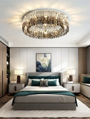 Modern tiered decorbites crystal chrome ceiling lamp for living room