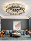 Modern tiered decorbites crystal chrome ceiling lamp for living room