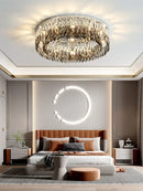 Modern tiered decorbites crystal chrome ceiling lamp for living room