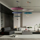 Modern tiered maroon and teal dimmable cotton chandelier living room