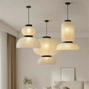 Modern tiered off-white paper pendant lights – dining room led