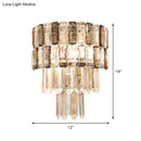 Modern tiered smoke gray crystal wall sconce for living room