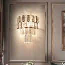 Modern tiered smoke gray crystal wall sconce for living room