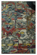 Modern Transitional 8x10 Ivory, Rust, Yellow and Charcoal Serapi wool Area Rug