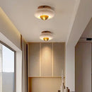 Modern travertine and walnut led ceiling lamp bedroom light