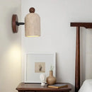 Modern travertine & wood wall light fixture bedroom pull chain switch