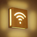 Modern tree silhouette wooden square flush mount corridor wall sconce