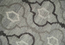 Modern Trellis Channel 6x8 Silver and Brown Natural Wool Hand Woven Rug