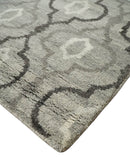 Modern Trellis Channel 6x8 Silver and Brown Natural Wool Hand Woven Rug