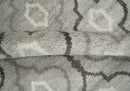 Modern Trellis Channel 6x8 Silver and Brown Natural Wool Hand Woven Rug