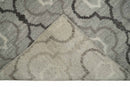 Modern Trellis Channel 6x8 Silver and Brown Natural Wool Hand Woven Rug