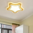 Modern triangular wood led flush mount kids bedroom light